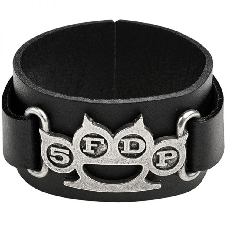 Bracelet '5FDP' en Cuir Noir