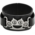 Bracelet '5FDP' en Cuir Noir