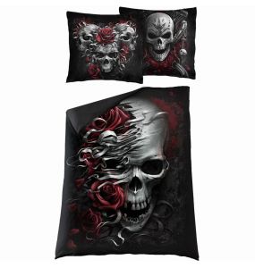 Single 'Skulls N' Roses' Bedding Set with Pillows