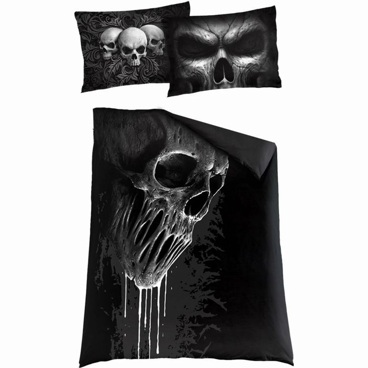 Parure de Lit Single 'Skull Scroll' avec Taies d'Oreillers