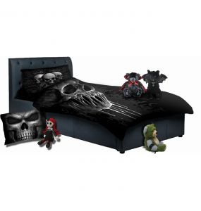 Parure de Lit Single 'Skull Scroll' avec Taies d'Oreillers