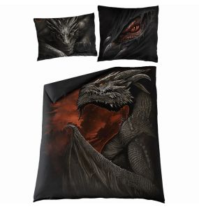 Parure de Lit Double 'Majestic Draco' avec Taies d'Oreillers