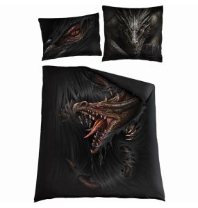 Parure de Lit Double 'Majestic Draco' avec Taies d'Oreillers