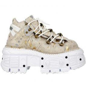 Golden and White New Rock Metallic Shoes