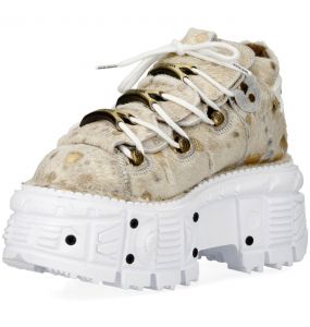 Chaussures New Rock Metallic Dorées et Blanches