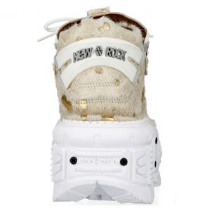 Golden and White New Rock Metallic Shoes