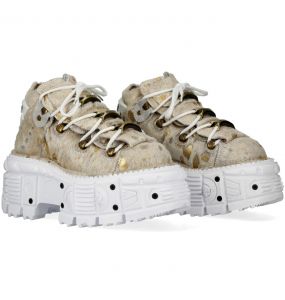 Chaussures New Rock Metallic Dorées et Blanches