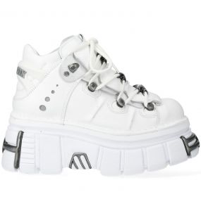 White Leather New Rock Metallic Shoes