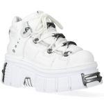 White Leather New Rock Metallic Shoes