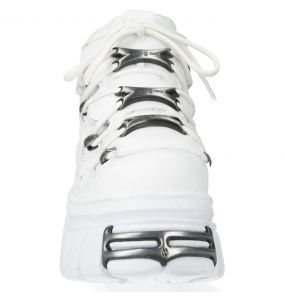 Chaussures New Rock Metallic en Cuir Blanc
