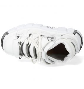 Chaussures New Rock Metallic en Cuir Blanc