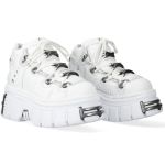 White Leather New Rock Metallic Shoes
