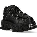 Black Leather New Rock Metallic Fire Shoes