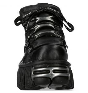 Black Leather New Rock Metallic Fire Shoes