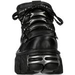 Chaussures New Rock Metallic Fire en Cuir Noir