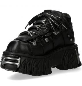 Black Leather New Rock Metallic Fire Shoes