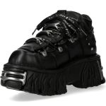 Chaussures New Rock Metallic Fire en Cuir Noir