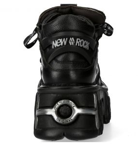 Black Leather New Rock Metallic Fire Shoes