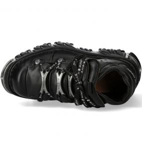 Black Leather New Rock Metallic Fire Shoes