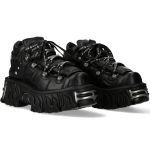 Chaussures New Rock Metallic Fire en Cuir Noir