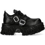 Black Leather New Rock Fire Metallic Shoes