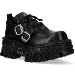 Black Leather New Rock Fire Metallic Shoes