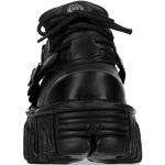 Black Leather New Rock Fire Metallic Shoes