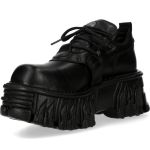 Black Leather New Rock Fire Metallic Shoes