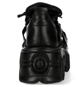 Chaussures New Rock Metallic Fire en Cuir Noir