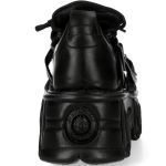 Black Leather New Rock Fire Metallic Shoes