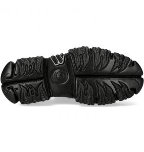 Black Leather New Rock Fire Metallic Shoes