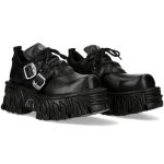 Black Leather New Rock Fire Metallic Shoes
