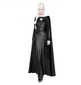 Black 'Nightspell' Long Gothic Cape Dress