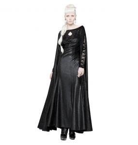 Longue Robe Cape Gothique 'Nightspell' Noire