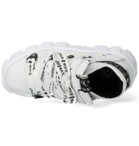 White Vegan Leather New Rock Tank Power Shoes