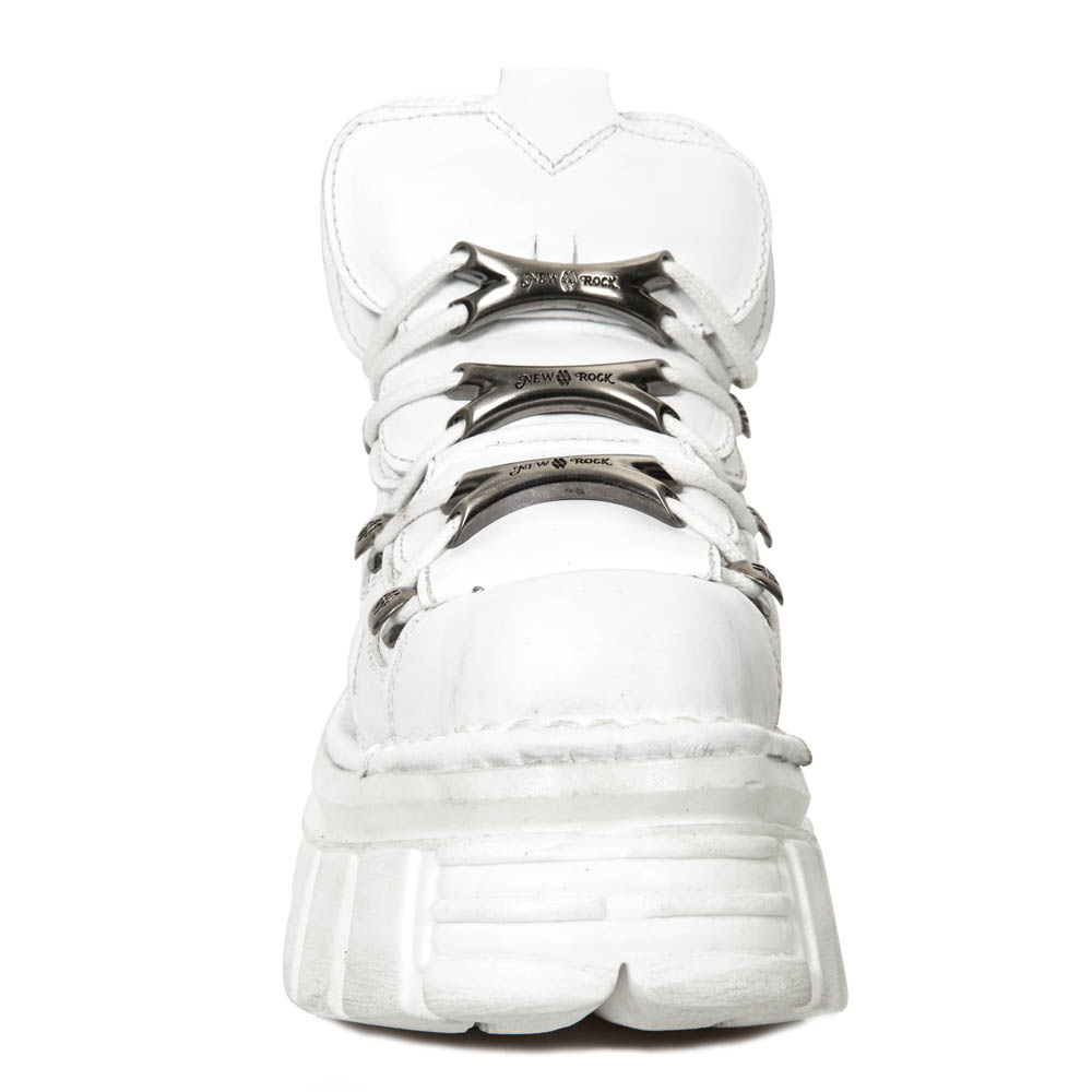 White Napa Leather New Rock Metallic Shoes M.106-S53 • the dark store™
