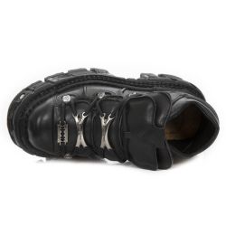 Black Itali and Nomada Leather New Rock Tank Platform Shoes
