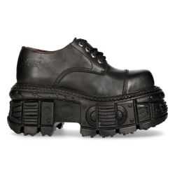 Chaussures Plateformes New Rock Tank en Cuir Noir