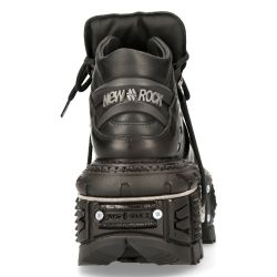 Black Itali and Pulik Leather New Rock Tank Platform Shoes