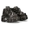 Black Itali and Pulik Leather New Rock Tank Platform Shoes