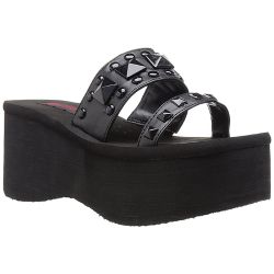 Black Vegan Leather 'FUNN-18' Demonia Platform Slippers