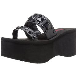 Black Vegan Leather 'FUNN-18' Demonia Platform Slippers