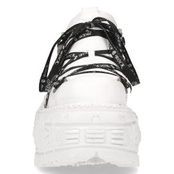 White Napa Leather New Rock Tank Platform Shoes